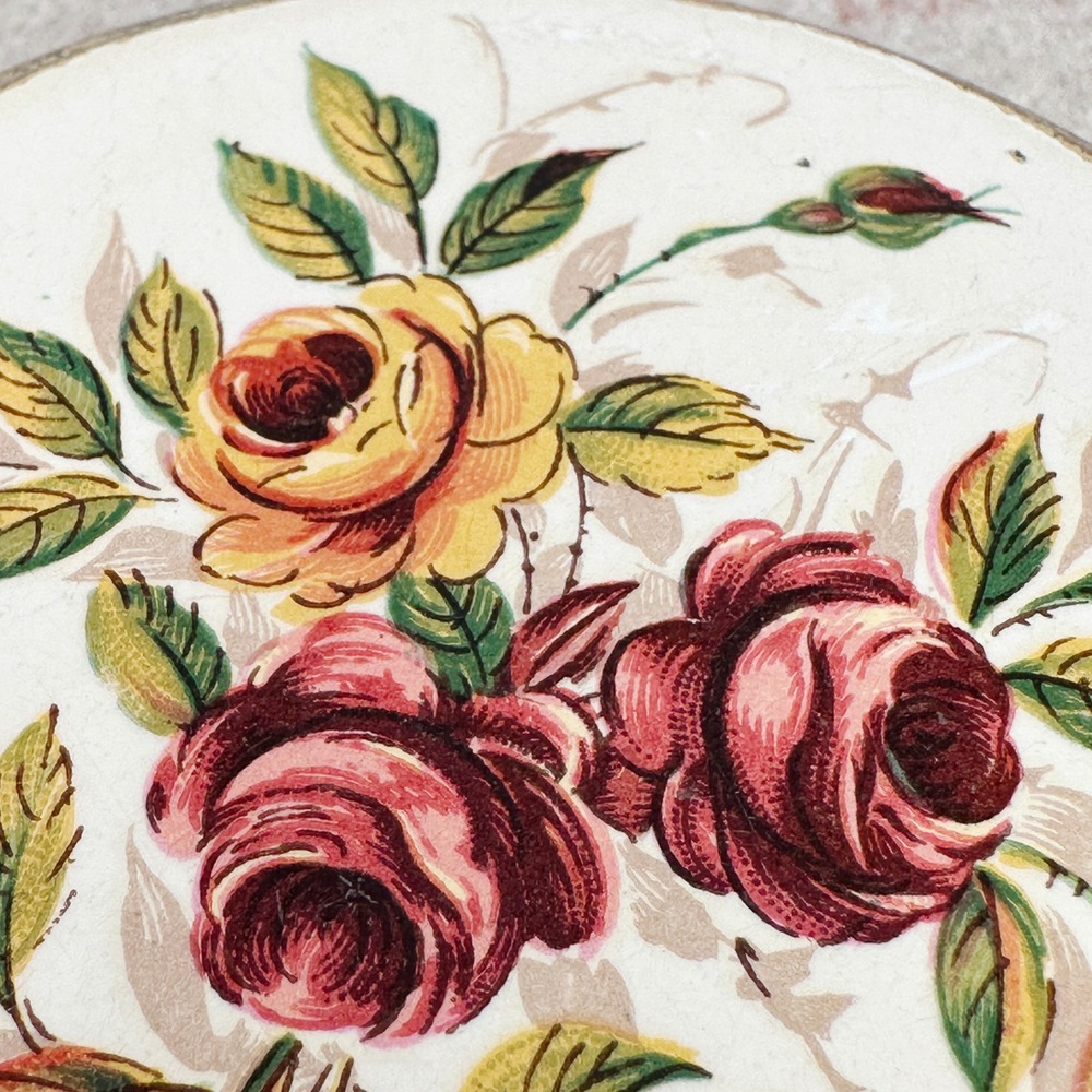 Vintage Stratton Hand Painted Roses Powder Compact Signed Suzy Seriau w/ Box - Picture 6 of 11